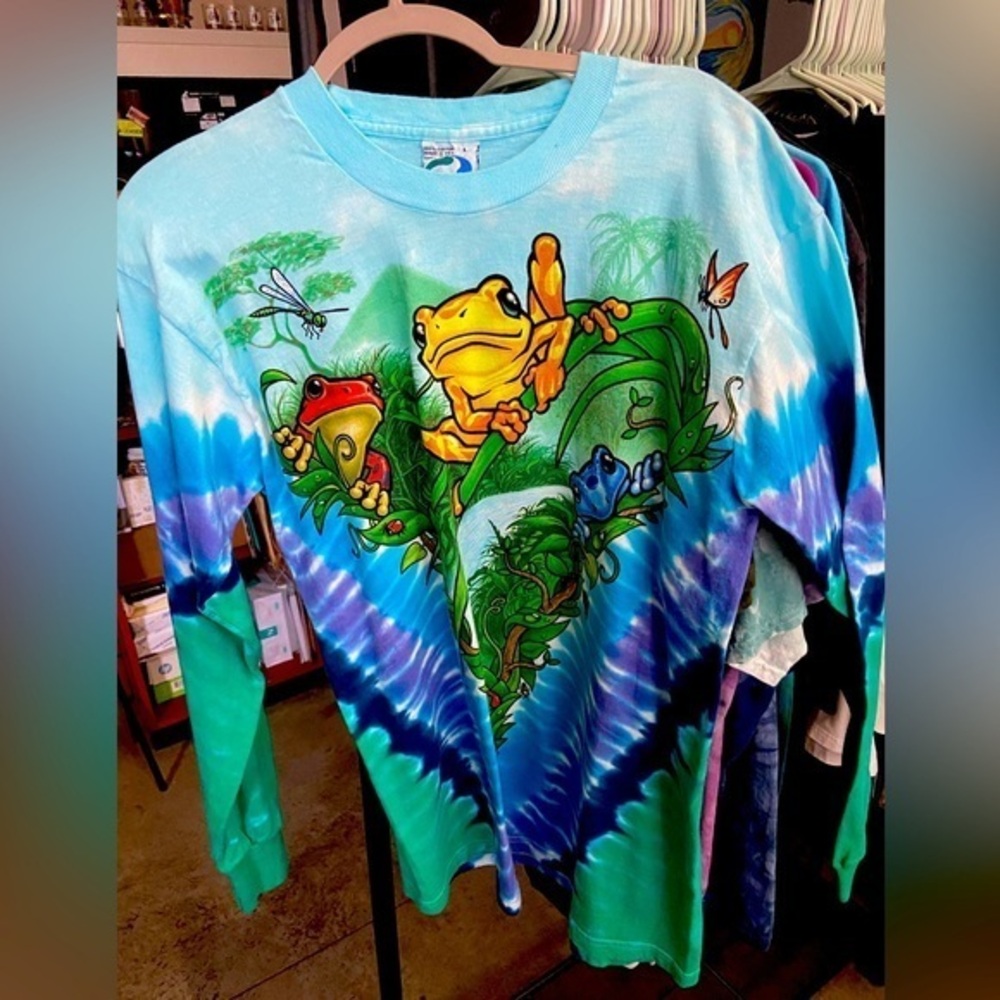 Vintage Frogs Liquid Blue L/S T-Shirt sz L